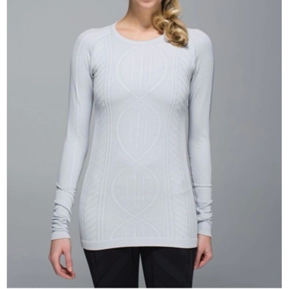 Lululemon Rest Less Shirt Womens Medium Gray Long Sleeve Crewneck Athletic